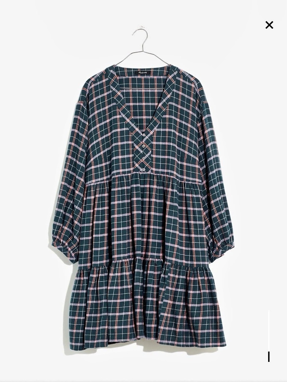 Madewell Flannel Colette Mini Dress in Plaid Green & Pink Size 14